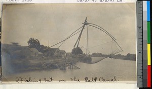 Fishing net on the Salt Canal, Jiangsu, China, 1910