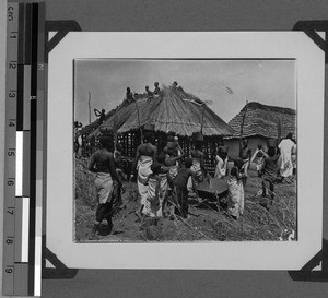 Schoolchildren building a house, Unyamwezi, Tanzania