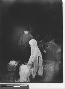 Children put on a play at Fushun, China, 1937