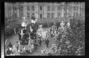 Funeral procession with large effigies, Shanghai, China, ca. 1915-1920