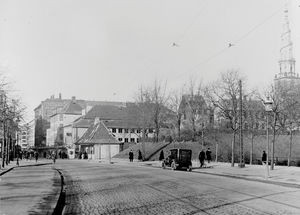 Copenhagen, Denmark. Store Torvegade 73, "The Ship", Christianshavn. Behind the guardhouse is t