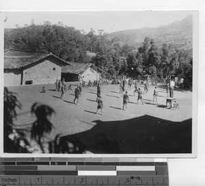 The volley ball court at mission at Changpu, China, 1935