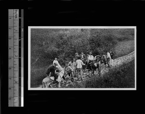 Faculty of St. John's and St Mary's schools going to a picnic, outside Suzhou, China, ca.1922