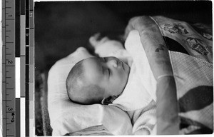 Sleeping infant, Japan, ca. 1948