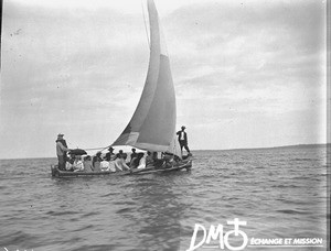 Boat sailing to Catembe, Maputo, Mozambique, ca. 1896-1911