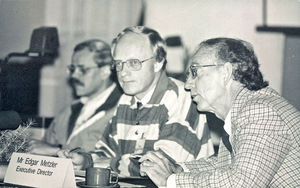 Kathmandu, Nepal. November 1992. The UMN Board Meeting. From right to left: Executive Director