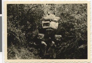 Lombardo's car on the road, Ethiopia, 1952