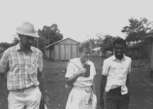 Missionary couple Annette and Gustav Søager at village visits