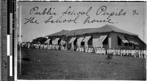 Public school pupils and school house, Philippines, ca. 1920-1940