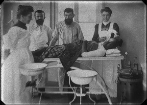 Medical missionaries and African patient, southern Africa, ca. 1880-1914