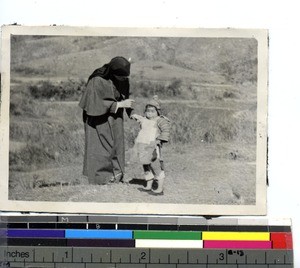 A Maryknoll Sister and a friend at Dongshi, China, 1948