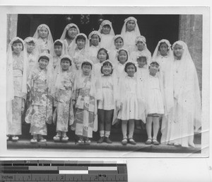 Japanese girls in a Corpus Christi procession in Fushun, China