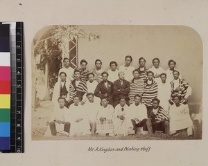 Group portrait of printing staff, Madagascar, ca. 1865-1885