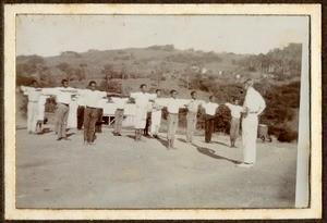 Boys doing exercises, KwaZulu-Natal, South Africa, ca.1900