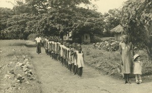 Pupils of the mission school, in Ovan, Gabon