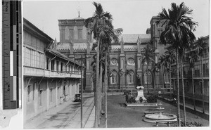 Side view of Santo Domingo Church, Manila, Philippines, ca. 1920-1940