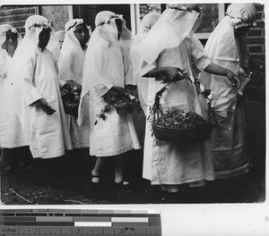 Flower girls at Corpus Christi procession at Henan, China, 1939