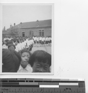 Students walking at Fushun, China, 1938