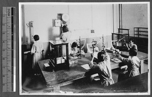 Testing silk, Guangzhou, Guangdong, China, 1926