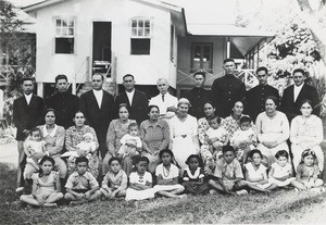 Pupils of the Hermon theological school with their families, Papeete, 1938