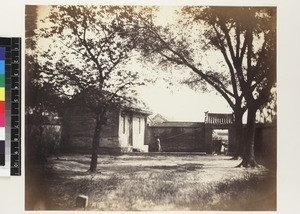 View of man in Russian cemetery, Beijing, China, ca. 1861-1864