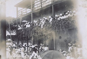 People gathered around a house, in Madagascar