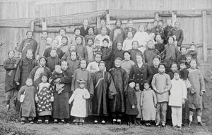 Manchuria, the 1930s. Antung. Karen Gormsen, Miss Mosbæk and Mrs. Mathilde Baagøe seen with Chi