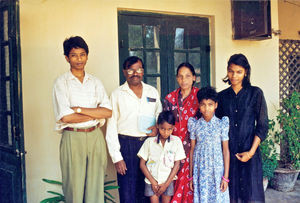 Tamil Nadu, South India. Siloam, Tirukoilur 1994. Coworkers of the church Sundar and Esther wit