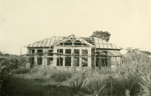 Leper house under construction, in Oyem, Gabon