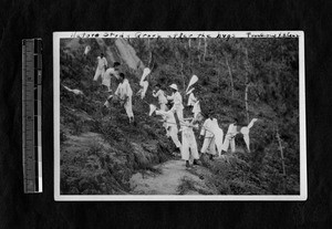 Capturing insects at a boys camp, Fuzhou, Fujian, China, ca.1915-1920