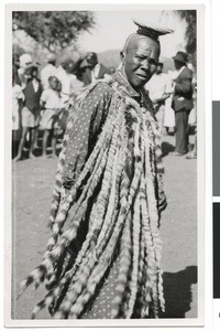 Dance of an old woman at the coronation celebration, Ramotswa, Botswana, 1937