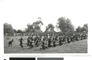 Girls' performance at the coronation ceremony, Ramotswa, Botswana, 1937