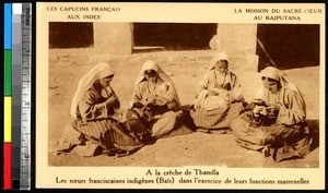 Indigenous Franciscan Sisters doing handicrafts, Rajasthan, India, ca.1920-1940