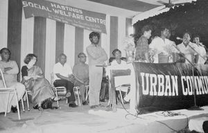 A song group is entertaining at inauguration of the "Urban Communication" project in Calcutta s