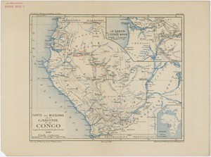 Map of Missions in Gabon and Congo regions according to recent documents, 1890