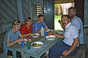 DSM missionaries in Bangladesh, October 1987. From right to left: Morten Mortensen, Filip Engsi