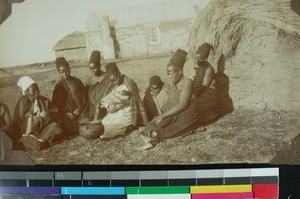 Group portrait of women outside the hospital, Mahlabatini, South Africa