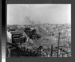 Cityscape recovering from fire, Shanghai, Shanghai Shi, China, ca.1890-1910