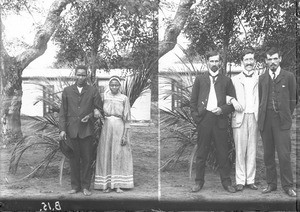 African couple and Swiss missionaries, Ricatla, Mozambique, ca. 1896-1911