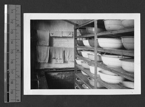 Washroom for students, Chengdu, Sichuan, China, 1941