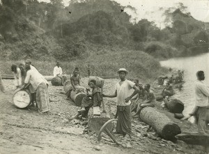 Wooden work, in Gabon