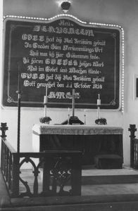 New Jerusalem church in Tranquebar. Altar with queen Margrethes dew