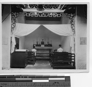 Temporary chapel at the mission in Dongan, China, 1928