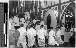 Bishop Hayasaka ordains five priests at Oura Cathedral, Nagasaki, Japan, March 19, 1936