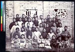 School boys and teacher, Chongqing, ca.1895-1900