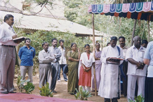 Tiruvannamalai, Tamil Nadu, South India. Dedication of the Dialogue Centre Quo Vadis, 2003. Rea