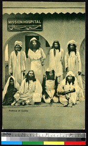 Indigenous people and a missionary hospital, Quetta, Pakistan, ca.1920-1940