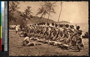 Women dancing near the ocean, Samoa, ca.1900-1930