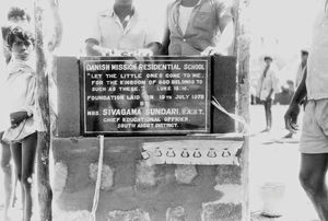 Kalrayan Hills, South India. Placing of Foundation Stone to the Danish Mission Boarding School