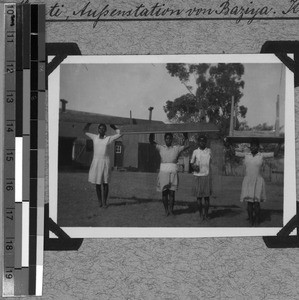 Children with school furniture, Baziya, South Africa East